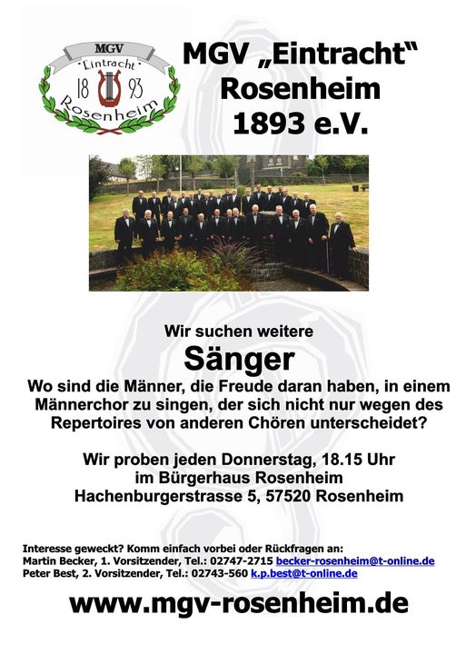 Weitere Sänger gesucht!